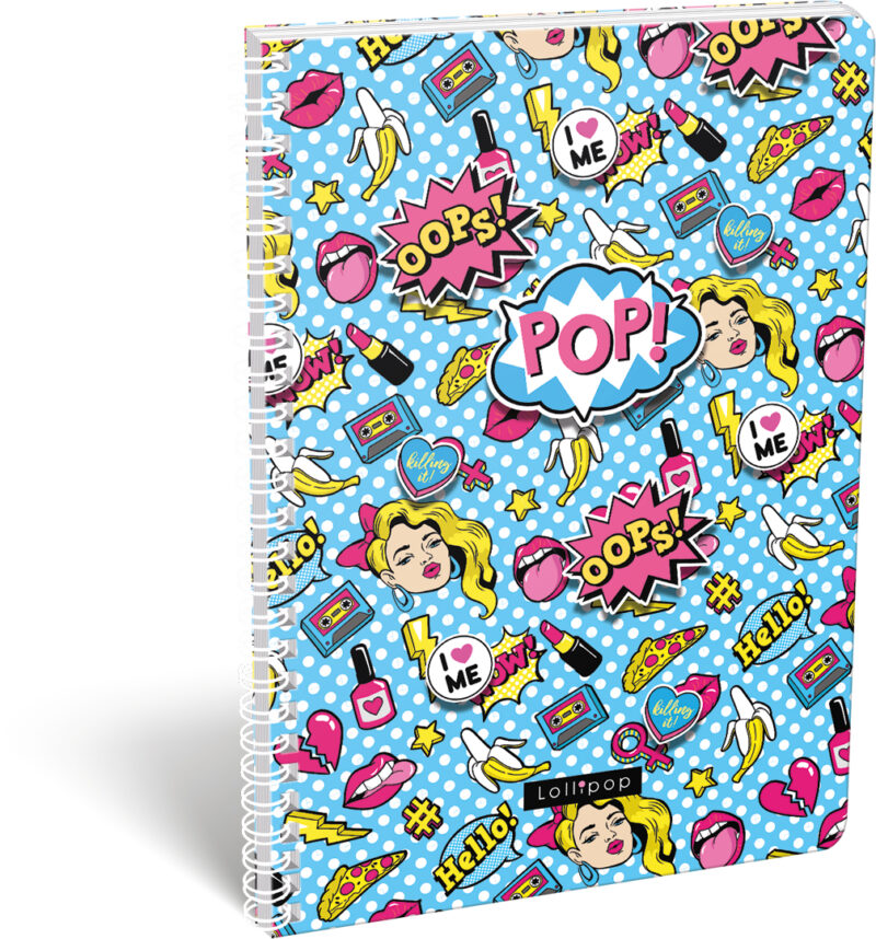 Lollipop POP: Négyzetrácsos spirál füzet - A4