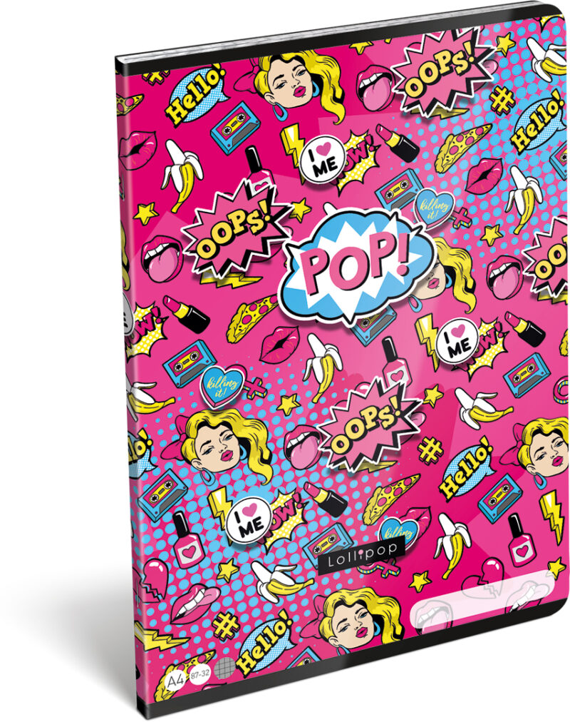 Lollipop POP: Négyzetrácsos tűzött füzet - A4