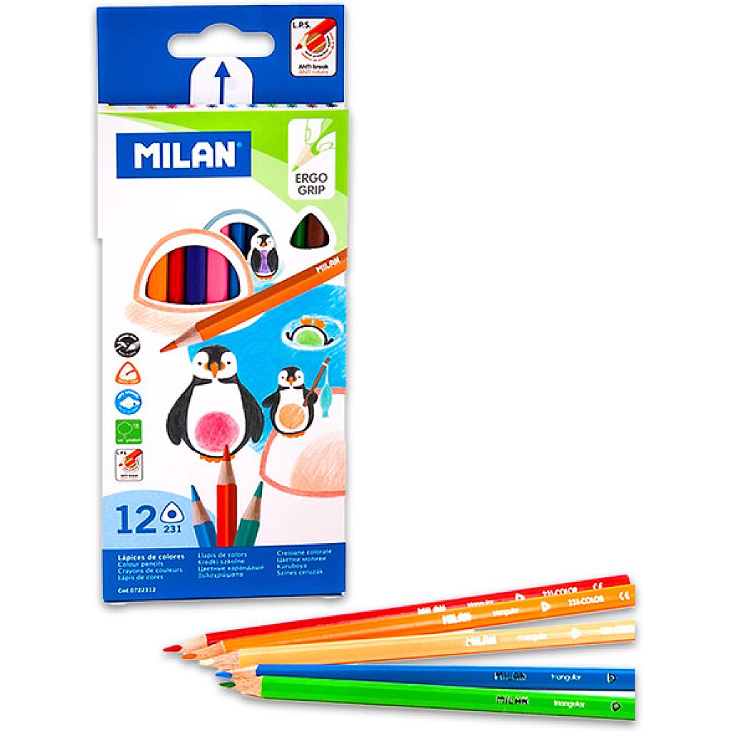 Milan háromszögletű 12 darabos színes ceruza