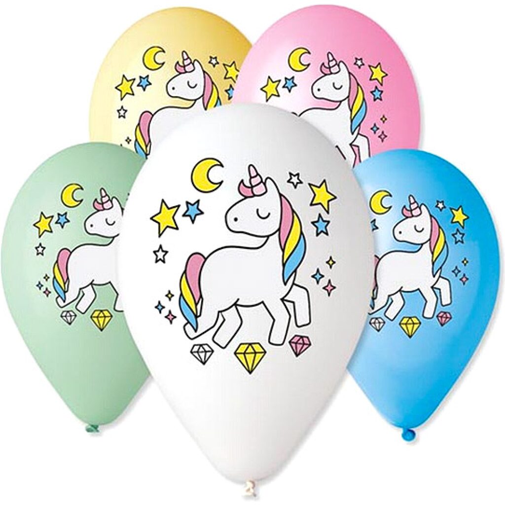 Unikornis mintás 5 darabos lufi - 30 cm - 1. Kép