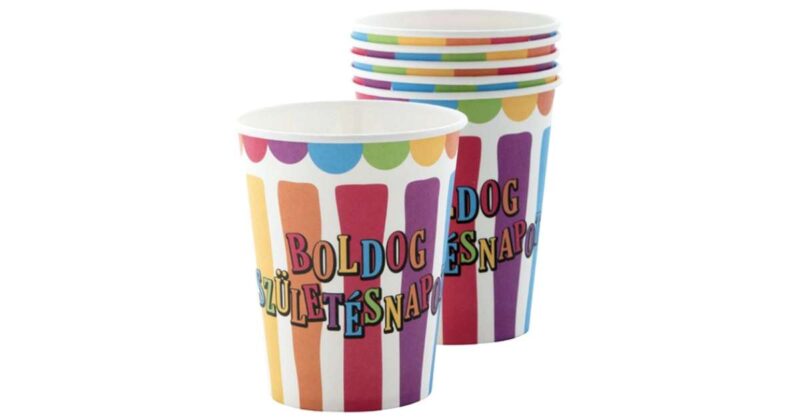 Csíkos-pöttyös Boldog Születésnapot pohár 250 ml - 1. Kép