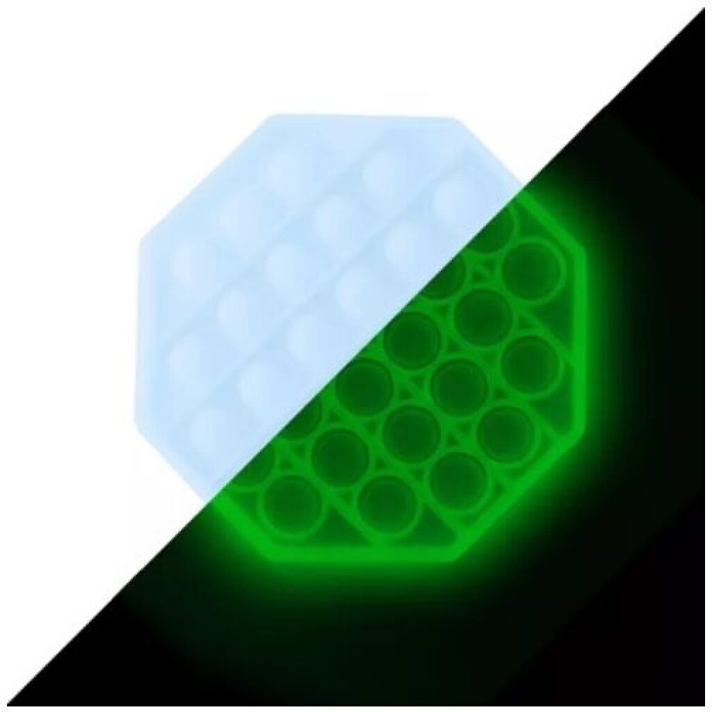 Foszforeszkálós Push Pop Bubble nyolcszög alakú stresszoldó - többféle - 1. Kép