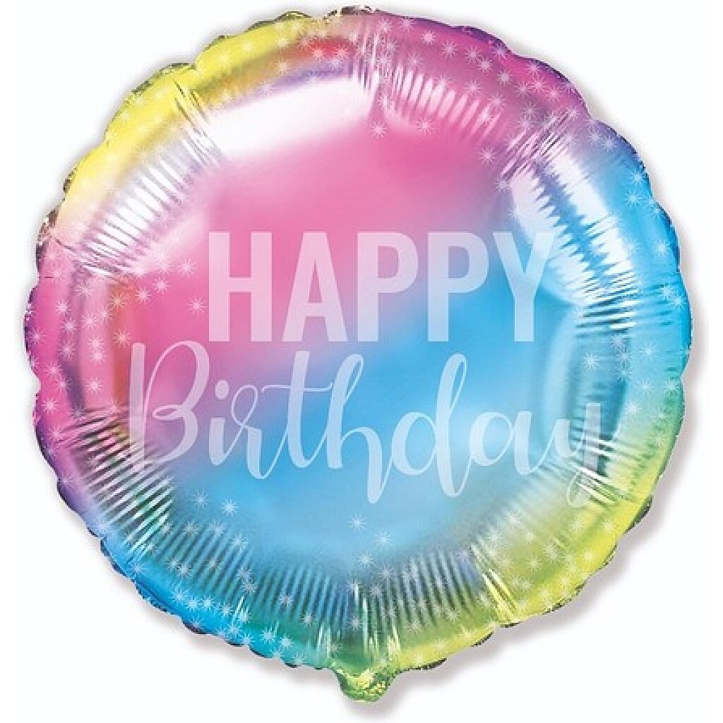 Szivárvány színű Happy Birthday feliratú fólia lufi - 45 cm - 1. Kép