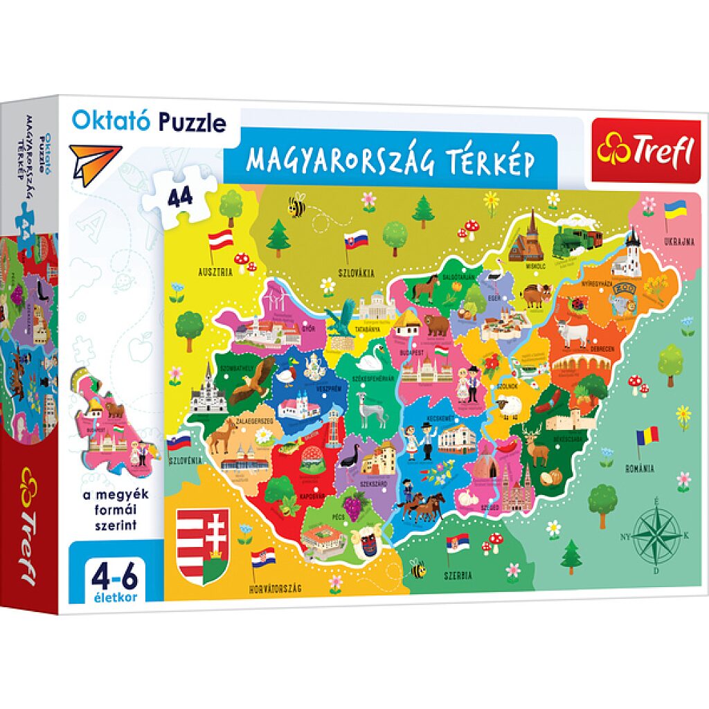 Trefl: Oktató puzzle - Magyarország térképe - 1. Kép
