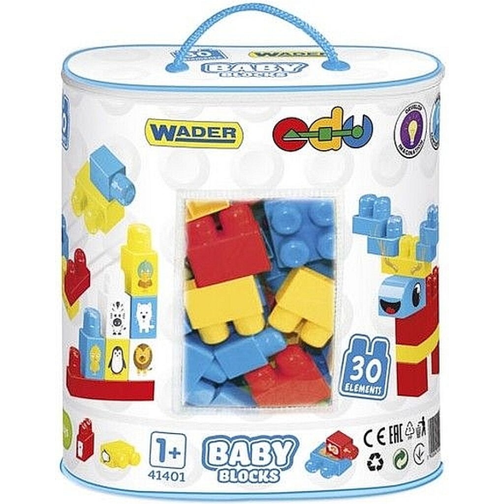 Wader: Baby Blocks építőkocka matricákkal - 30 db-os - 1. Kép