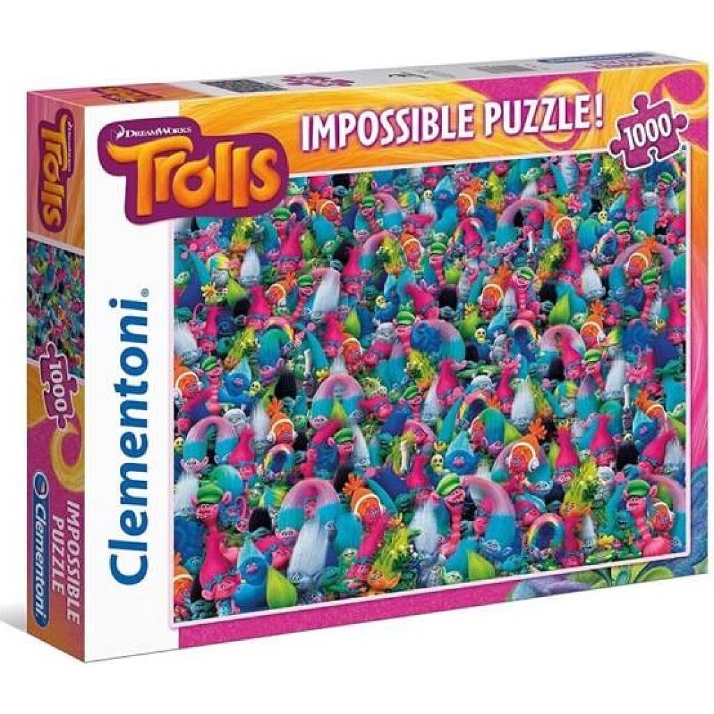 Clementoni Puzzle - Trolls 1000 darabos"Lehetetlen" kihívás - 1. Kép