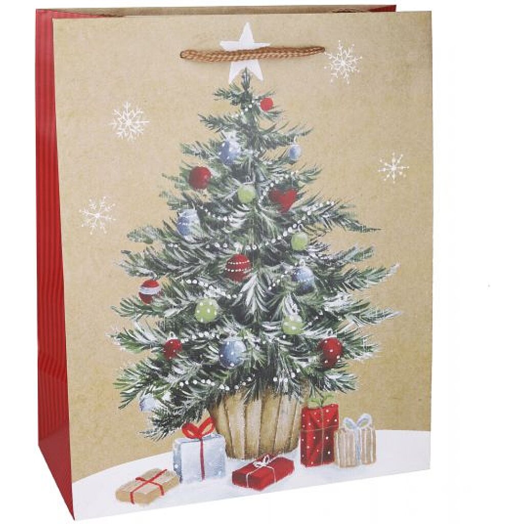 Karácsonyfa mintás ajándéktasak - 26 x 32 cm - 1. Kép