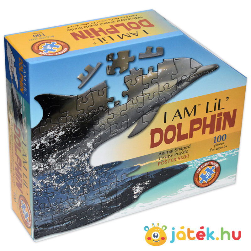 100 darabos élethű delfin forma puzzle doboza balról - Wow Junior Puzzle
