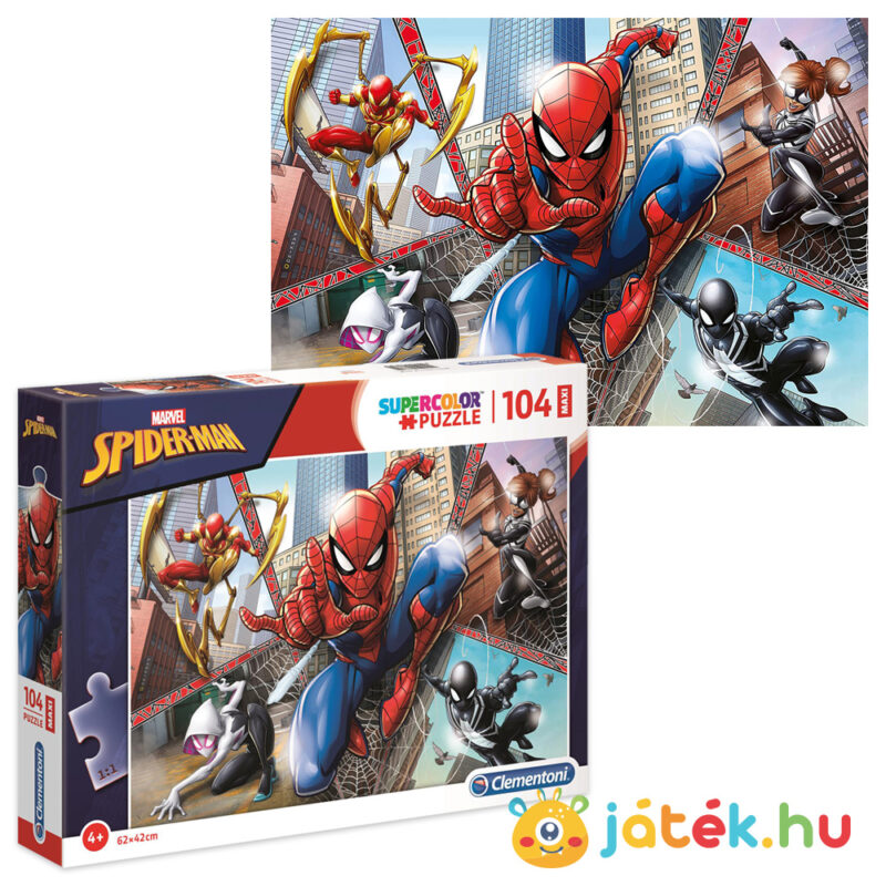 Marvel Pókember kirakó képe és csomagolása - 104 darabos - Clementoni SuperColor Maxi puzzle 23734