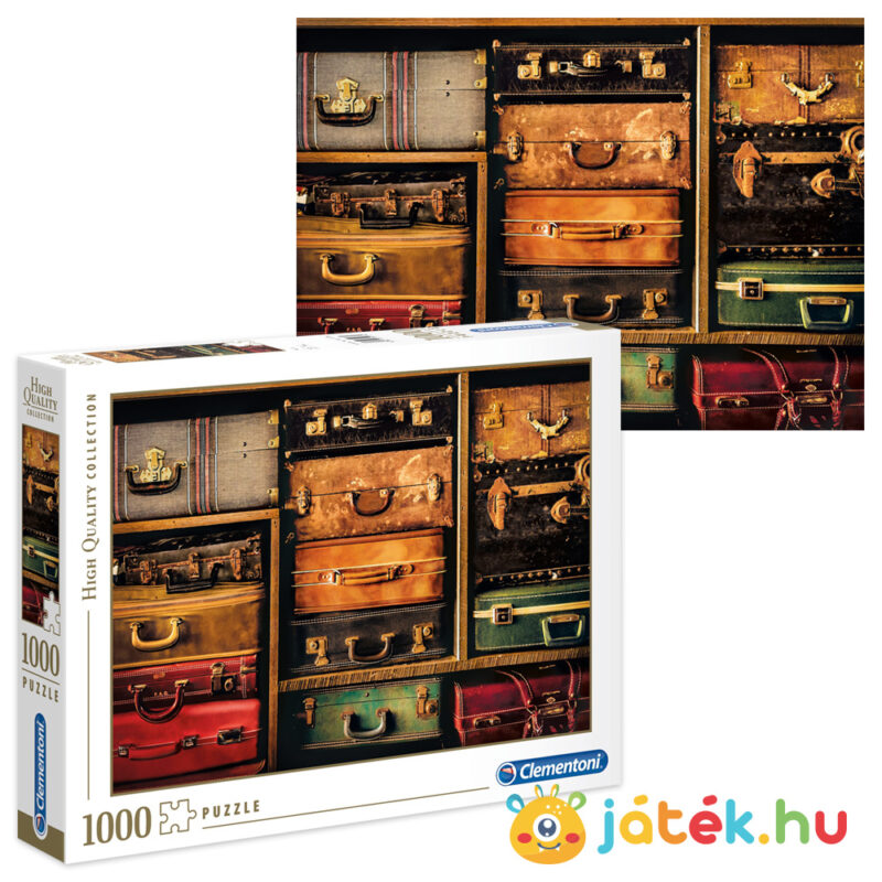 1000 darabos utazás puzzle (bőröndök kirakó) kirakó képe és doboza - Clementoni 39423