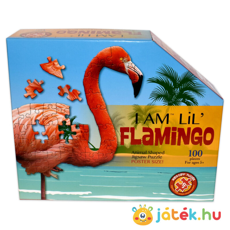 100 darabos flamingó forma puzzle doboza előről - Wow Puzzle Junior