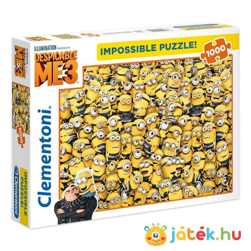 1000 darabos Gru 3, Minyonok lehetetlen kirakó doboza balról - Clementoni Impossible Puzzle 39408