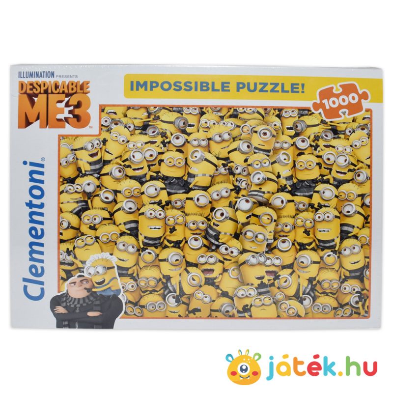 1000 darabos Gru 3, Minyonok lehetetlen kirakó doboza előről - Clementoni Impossible Puzzle 39408
