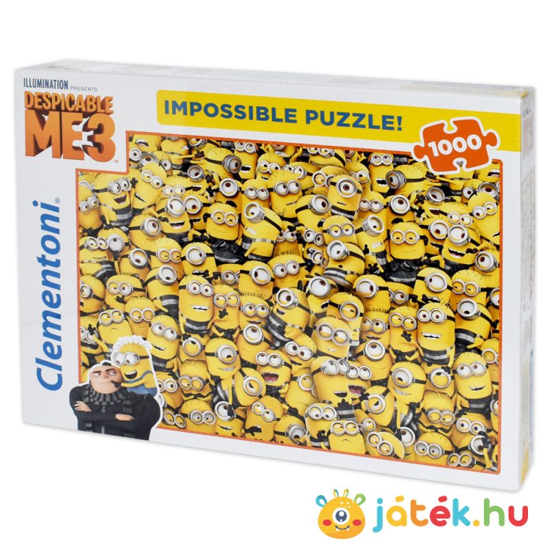 1000 darabos Gru 3, Minyonok lehetetlen kirakó doboza jobbról - Clementoni Impossible Puzzle 39408