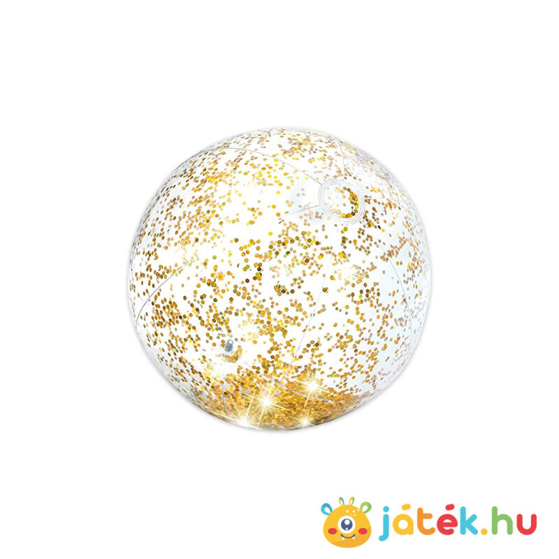 51 cm-es átlátszó csillámos felfújható arany strandlabda felfújva - Intex 58070