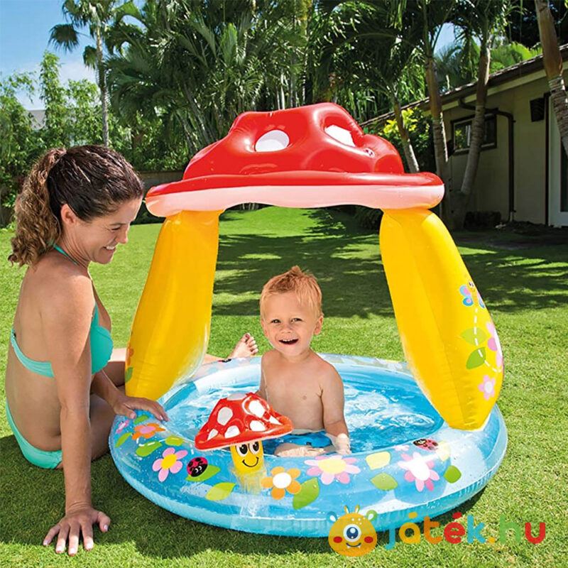 Gomba kupolás baba medence játék közben (108x89 cm) - Intex