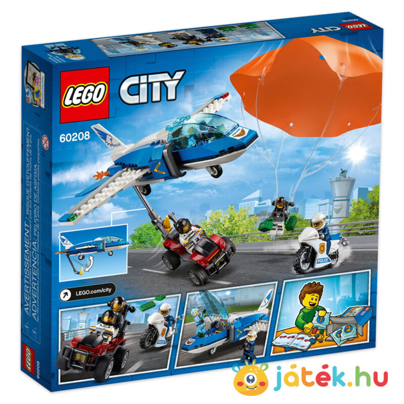 Lego City 60208: Légi rendőrségi ejtőernyős letartóztatás doboza hátulról