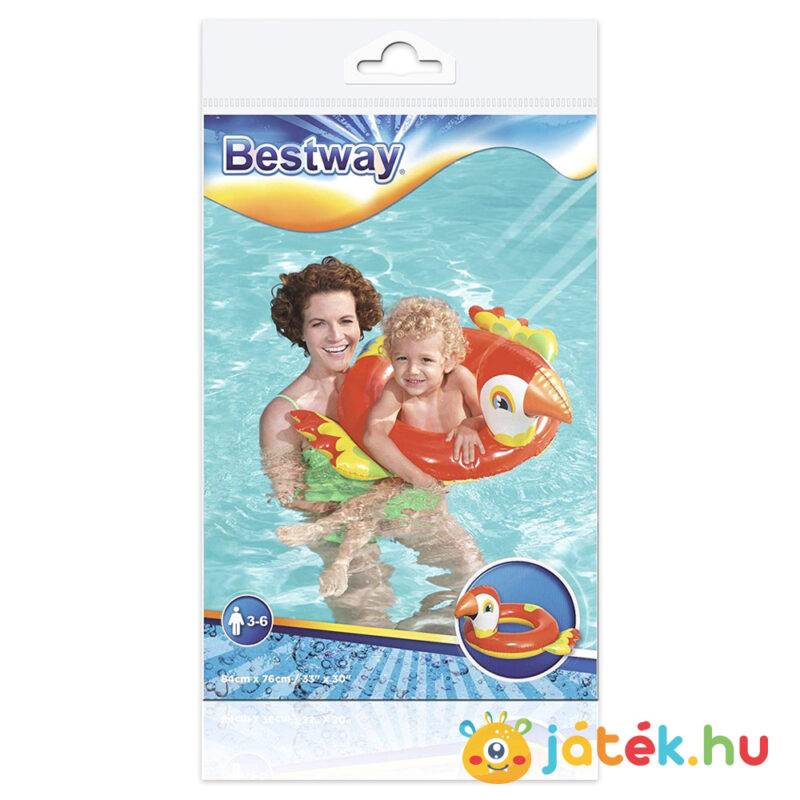 Papagájos gyermek úszógumi csomagolása (84x76 cm.) - Bestway 36128