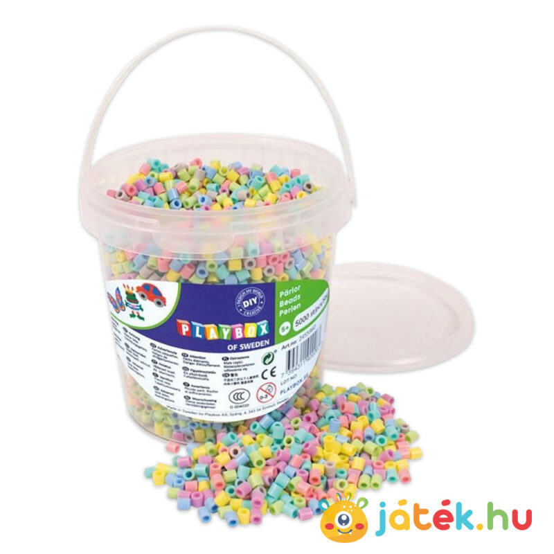 Vödör vasalható gyöngyökkel (5000 db) veszes pasztell színek - Playbox