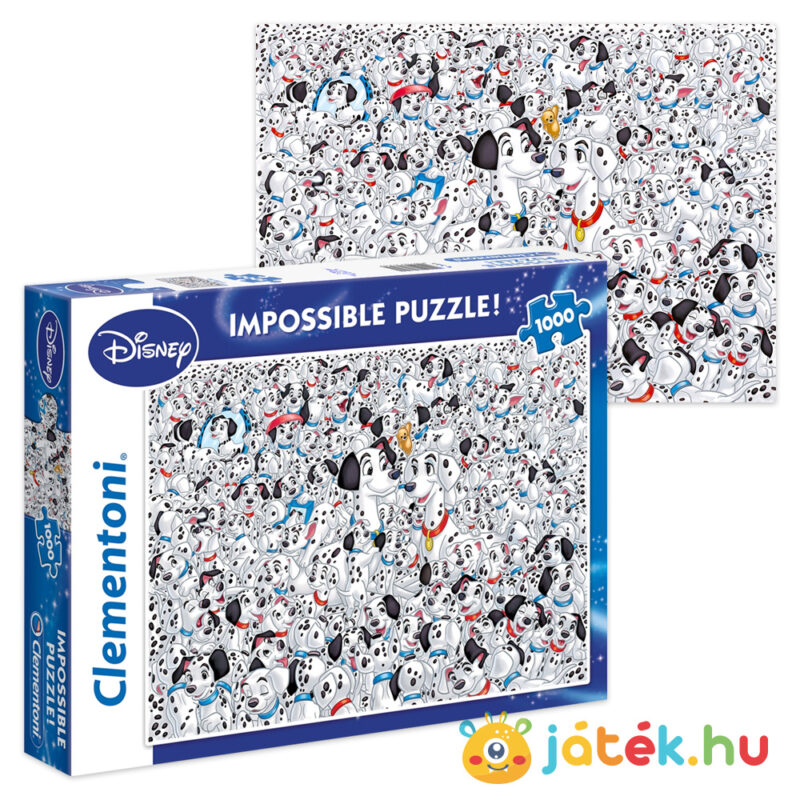 101 kiskutya: A lehetetlen puzzle kirakott képe és doboza - 1000 db - Clementoni 39358