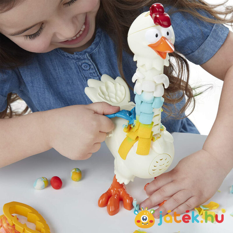 Play-Doh Animal Crew: Cluck a Dee színes nyakú kotkodáló csirke gyurma szett, játék közben - Hasbro