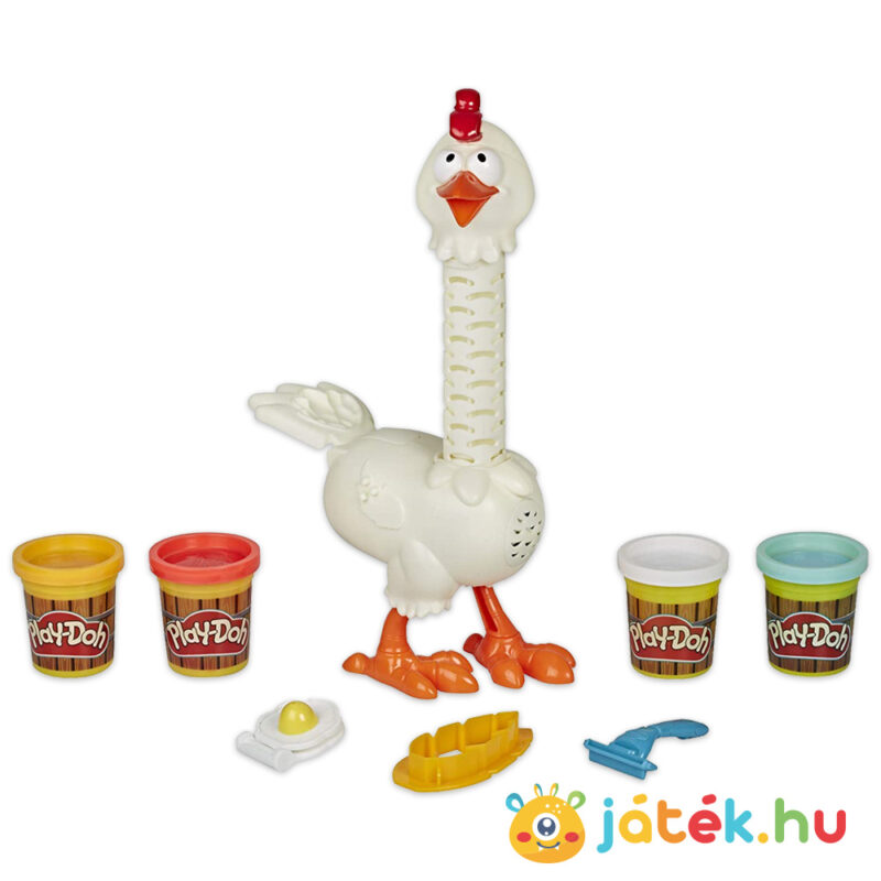 Play-Doh Animal Crew: Cluck a Dee színes nyakú kotkodáló csirke gyurma szett tartalma - Hasbro