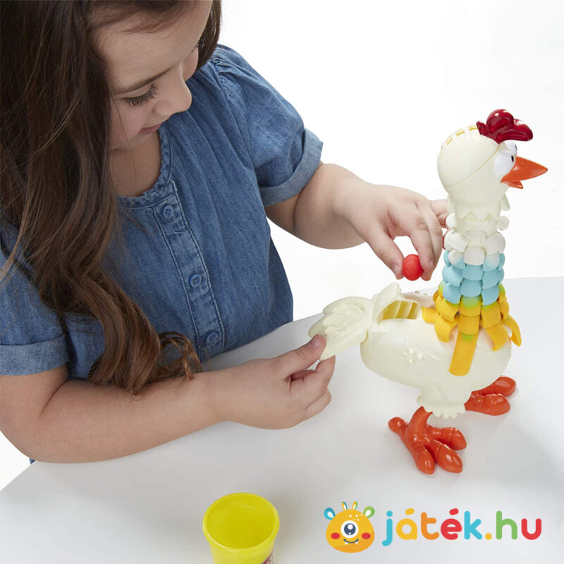 Play-Doh Animal Crew: Cluck a Dee színes nyakú kotkodáló csirke gyurma szett tojás előtt - Hasbro