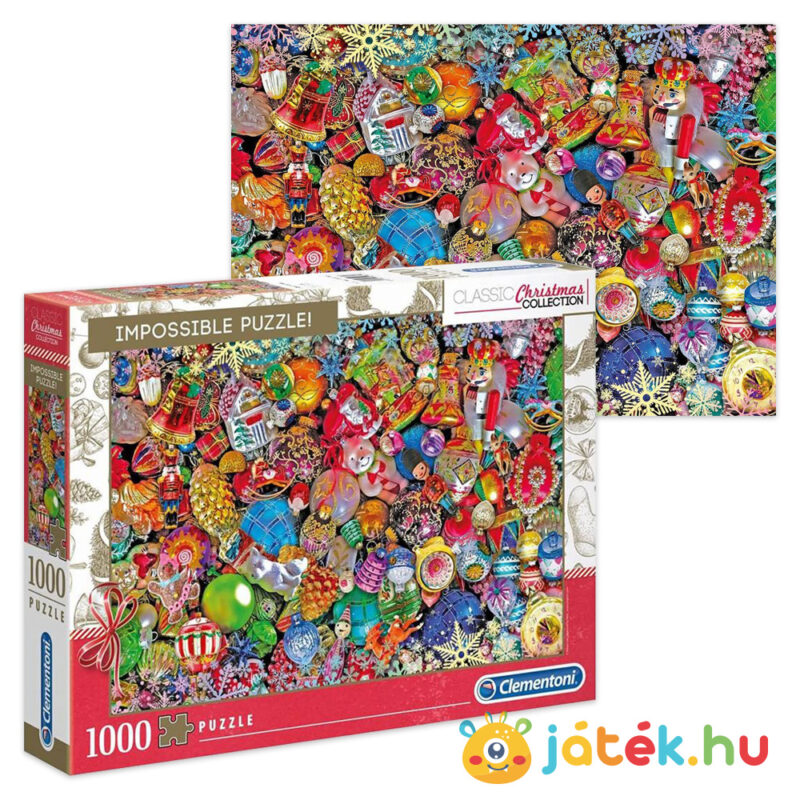 Vidám Karácsony: A Lehetetlen kirakó képe és doboza - 1000 db - Clementoni Impossible Puzzle 39585