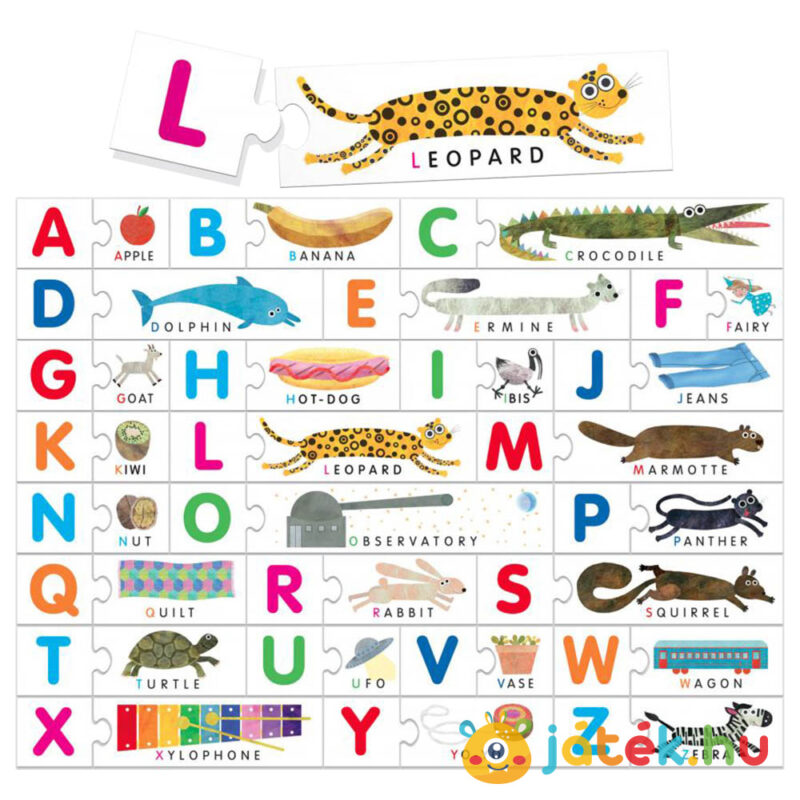 Az első ABC Montessori puzzle (angol nyelvtanuló kirakós) tartalma - Headu