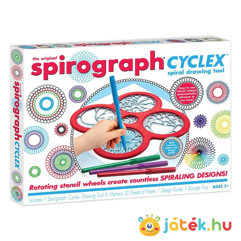 Spirográf Cyclex: Többszörös körök, kreatív rajzoló szett (6 filctollal)