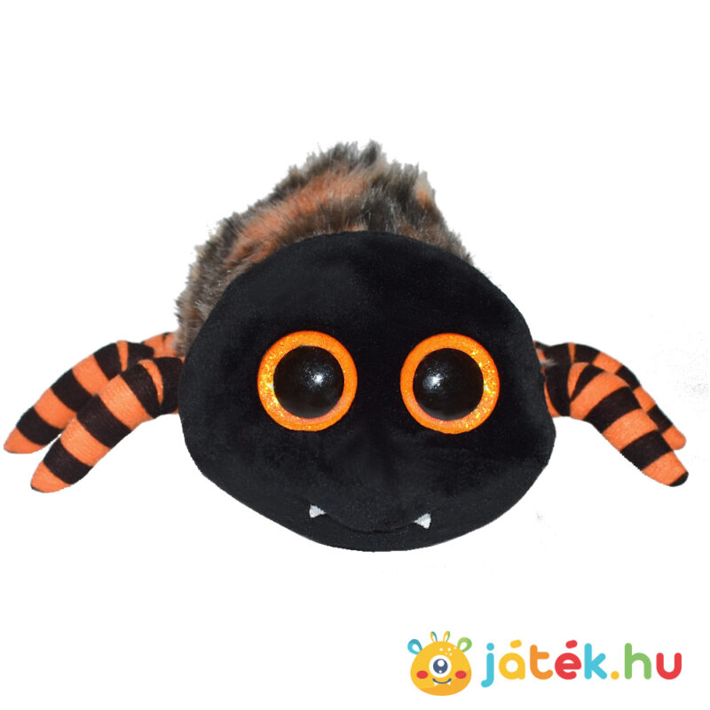 Ty Beanie Boos: Ingrum, a csillogó szemű plüss pók, előről, fekete-narancssárga (15 cm)