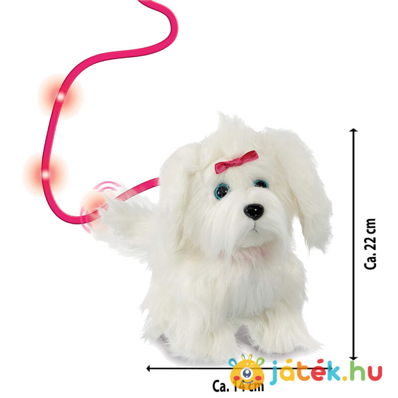 Animagic: Fluffy, a sétáló szőrgombóc plüss kutya pórázzal (22 cm)