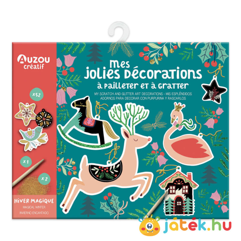 Karácsonyi csillám és képkarc dekoráció készítő kreatív szett - Auzou