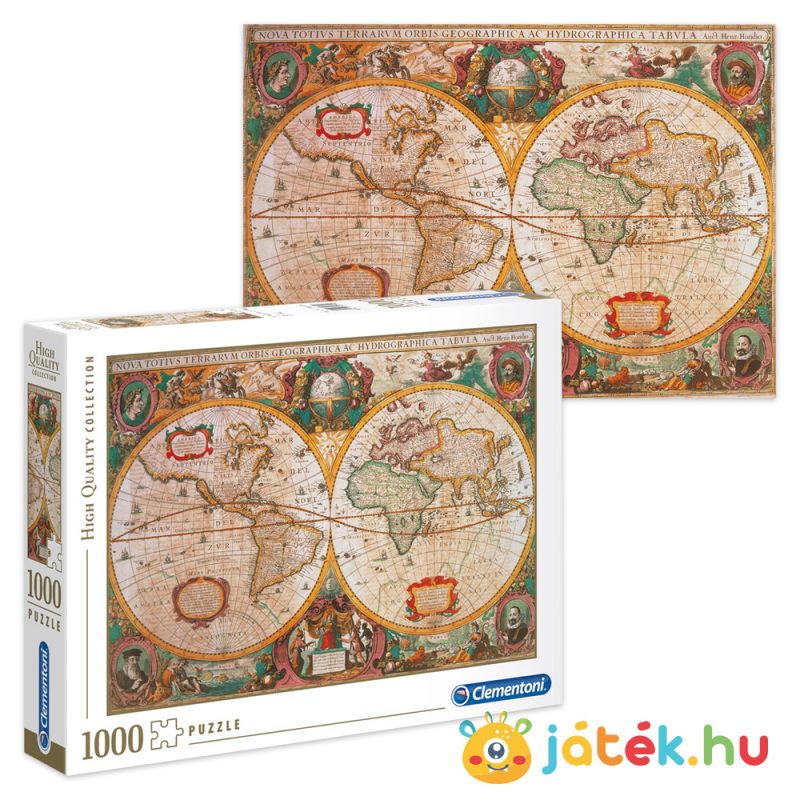 Antik térkép puzzle, képe és doboza (Old Map) – 1000 db – Clementoni 31229