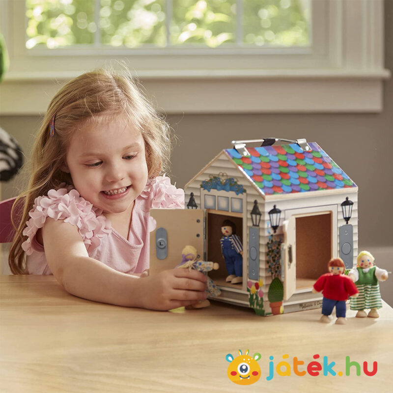 Ház kulcsokkal, csengőkkel és figurákkal: fa készségfejlesztő játék, lányoknak - Melissa & Doug