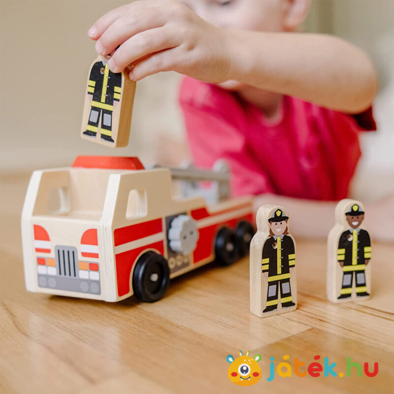 Szerepjáték: Létrás tűzoltóautó fajáték (3 figurával) fiúknak - Melissa & Doug