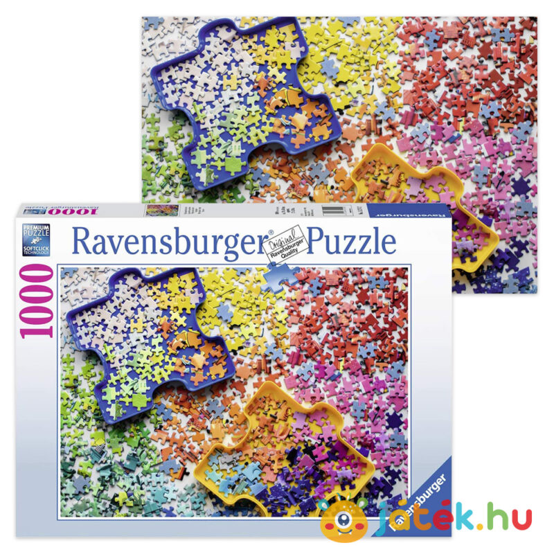 Színes kirakó darabkák puzzle képe és doboza - 1000 db - Ravensburger 15274