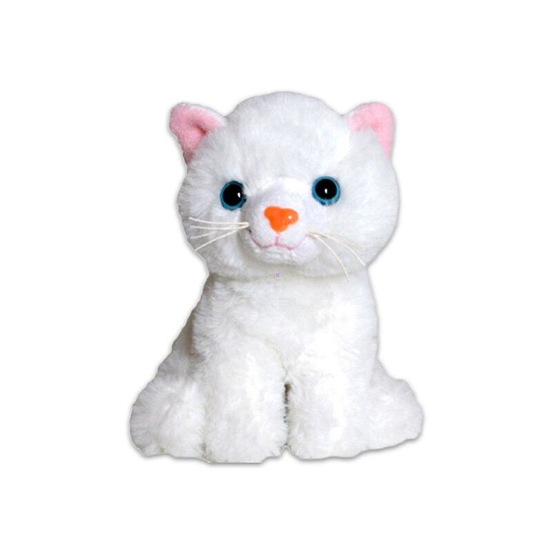Ülő fehér plüss cica (14 cm)