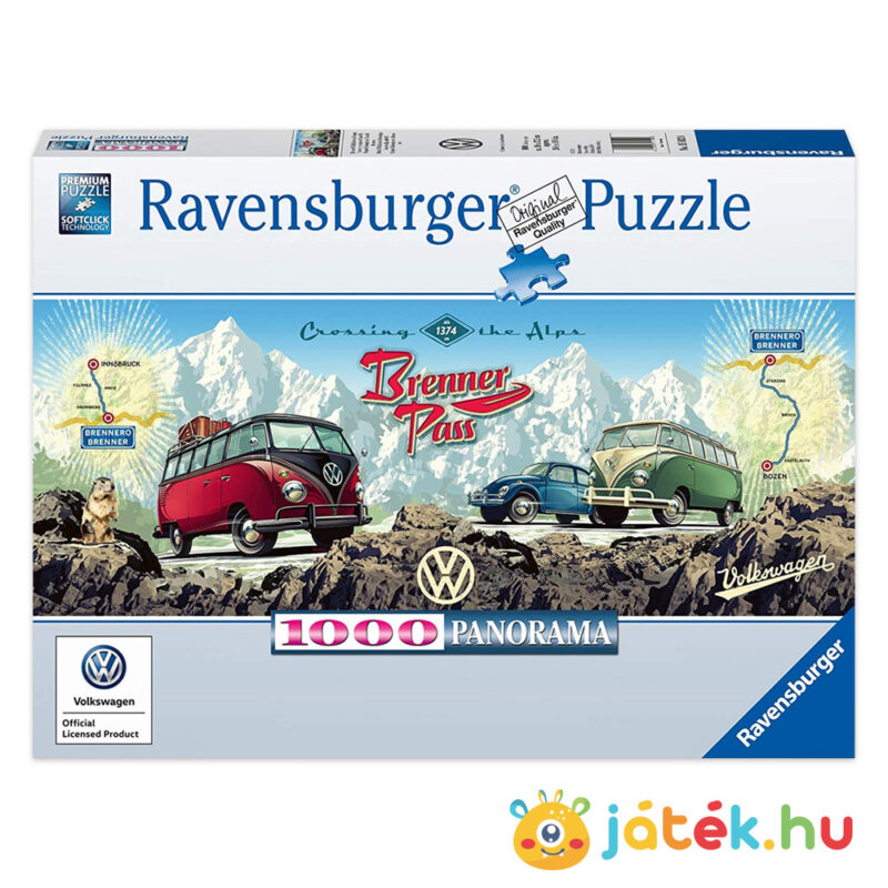 Volkswagen kocsik az Alpokon át panoráma puzzle, 1000 db (Ravensburger 15102)
