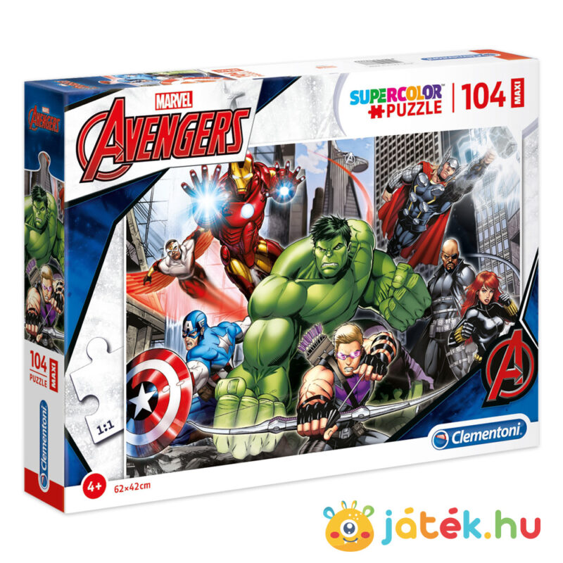 Marvel: Bosszúállók puzzle, 104 db (Clementoni SuperColor (Szuper Színes) Maxi 23688