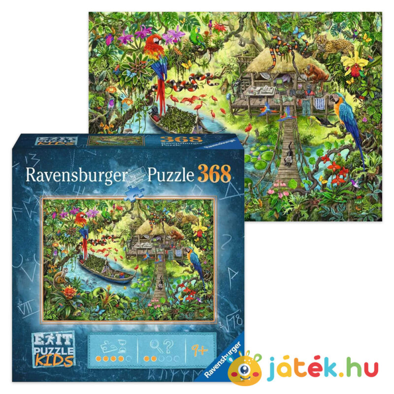 Dzsungel-expedíció szabadulós kirakó képe és doboza - 368 db - Ravensburger Exit Kids Puzzle 12924