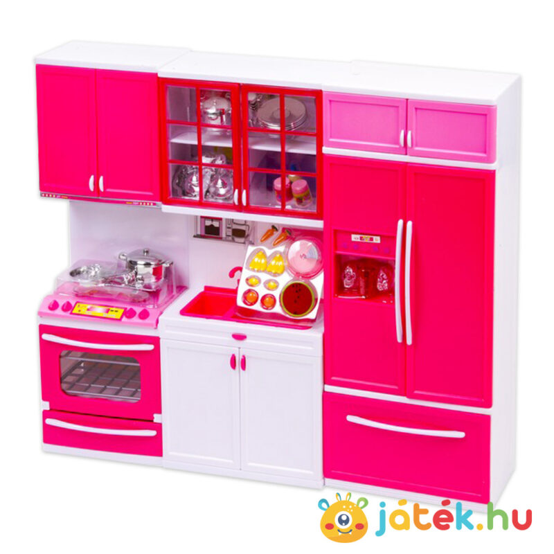 Szerepjáték: Elemes mini konyha hűtőszekrénnyel, kibontva