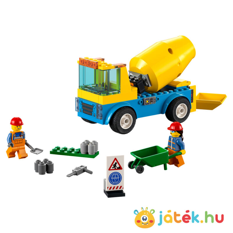 Lego City 60325: Betonkeverő teherautó tartalma, 2 munkás Lego figurával