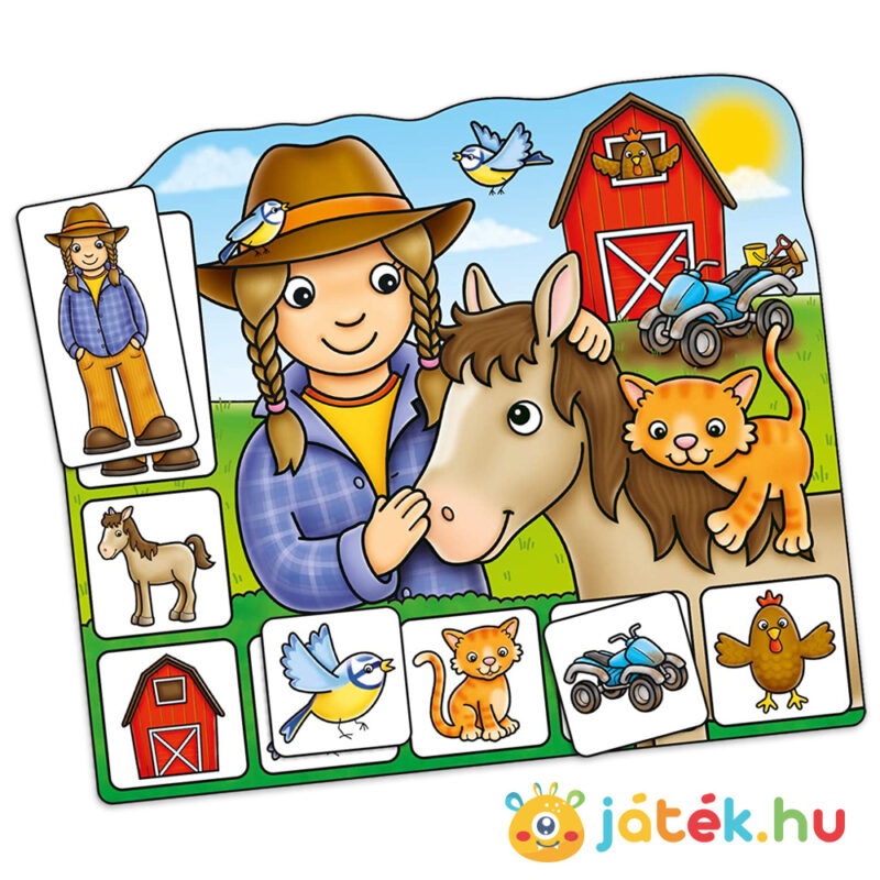 Old MacDonald Bingó, farm témájú párosító memóriajáték táblája (Orchard Toys)