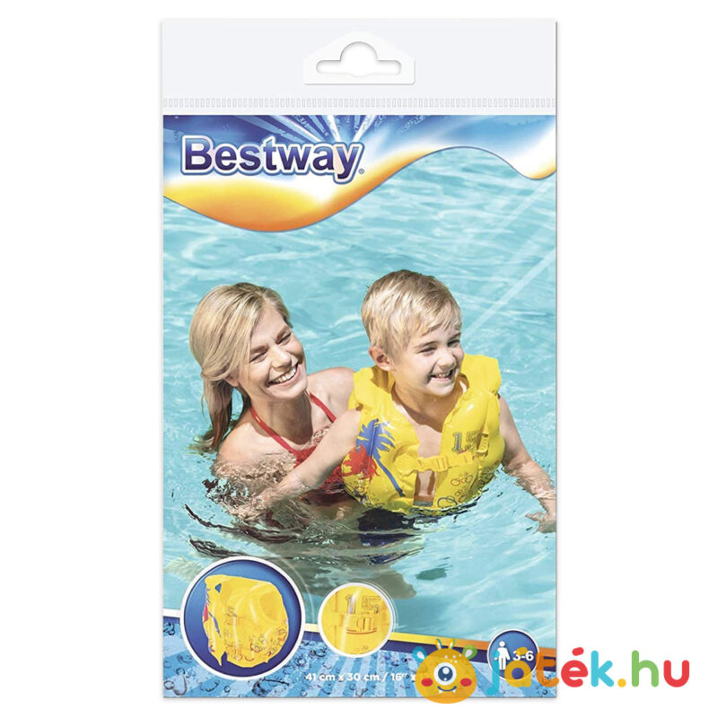 Trópusi mintás, felfújható úszómellény csomagolása, 3-6 éveseknek (Bestway 32069)