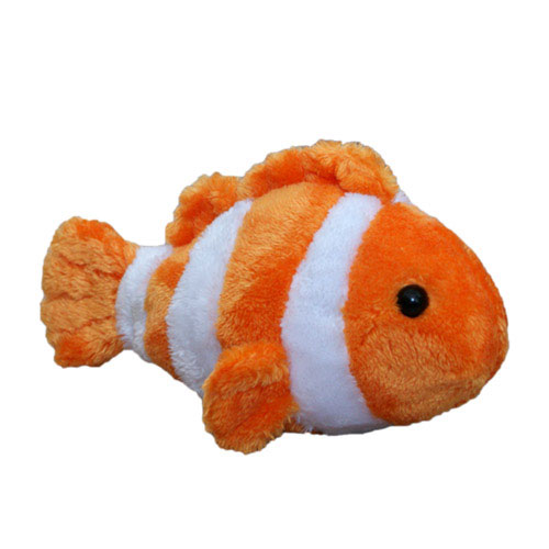 Plüss bohóchal, narancssárga-fehér mintás, 22 cm