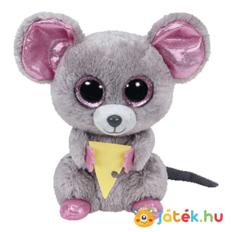 Ty Beanie Boos: Squeaker, a csillogó szemű plüss egér, sajttal (15 cm)