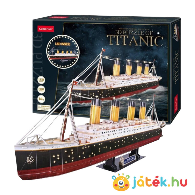 A Titanic 3D puzzle, LED világítással, 266 db-os (CubicFun)