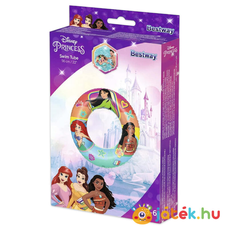 Ariel, Mulan, Moana: Disney hercegnő mintás úszógumi doboza, 3-6 éves lányoknak, 56 cm (Bestway 91043)