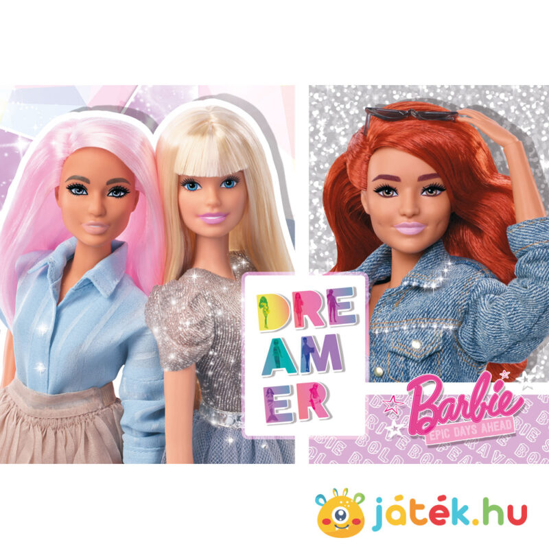 Barbie: 108 db-os csillogós puzzle képe, matricákkal és öntapadós drágakövekkel